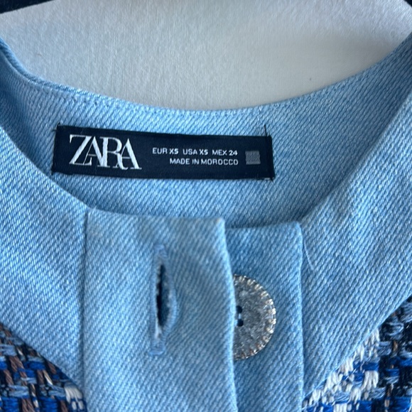 Zara Tweed Blue Top - Picture 3 of 4